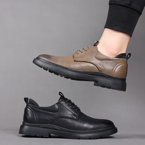 Zapatos Casuales de Negocios de Cuero Genuino para Hombre, Ligeros, Transpirables, Antideslizantes, con Suela de Goma, con Cordones, para Oficina y Trabajo - Product Image 3