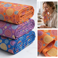 Tissu en popeline de coton imprimé à spirales dessinées à la main pour chemin de table, serviette, set de table OEM ODM