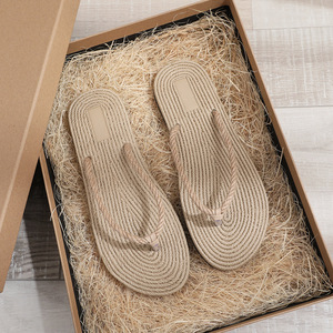 Pas cher en gros Chanclas mode en vente Jepit plat décontracté été plage femmes 2025 pur chanvre corde string sandales - Product Image 1