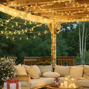 Guirlande lumineuse Gloca 300Led, fil blanc de 30M, lumière jaune, Ip65, décoration intérieure et extérieure - Product Image 6