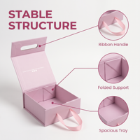 Petite Boîte Cadeau de Luxe Personnalisée en Carton Rigide Pliable avec Fermeture Magnétique, Sac d'Emballage Pliant Portable avec Poignée