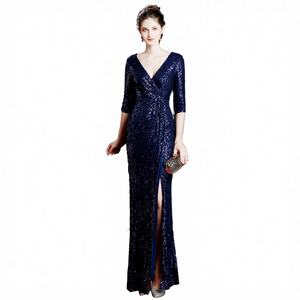 Nuevo Vestido Largo Elegante de Gasa con Lentejuelas, Estilo Halter, para Fiesta de Verano, Reunión Anual, Estilo Cola de Pez - Product Image 3