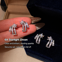 Boucles d'oreilles pendantes en cristal étoilé pour femmes, longues, à triple barre, bijoux scintillants, collection de mode en gros