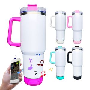 Gobelets isothermes à double paroi en acier inoxydable pour sublimation, 40 oz, avec haut-parleur et lecteur de musique intelligent sans fil - Product Image 4