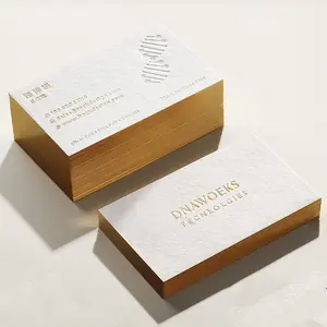 Carte de nom de marque de luxe personnalisée en feuille d'or, bords dorés, impression numérique, emballage de boîte en carton CN;SHG