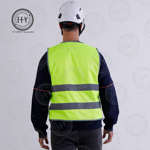 Cổ phiếu có sẵn ANSI Class 2 khả năng hiển thị cao polyester an toàn vest huỳnh quang màu vàng cam biểu tượng tùy chỉnh tùy chọn người lao động - Product Image 4