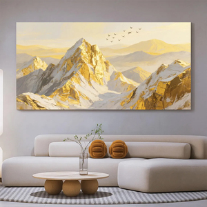 Peinture à l'huile moderne <span class=keywords><strong>Montagne</strong></span> Dorée faite à la main, texture épaisse, <span class=keywords><strong>couteau</strong></span> à palette, art mural 3D sur toile pour salon - Product Image 3