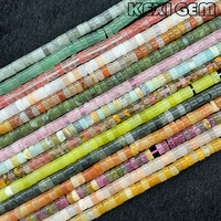 Chaîne de perles plates en pierre naturelle 3x6mm, perles lisses en œil de tigre, agate, jaspe, perles Heishi, perles intercalaires en pierres précieuses, perles rondelles