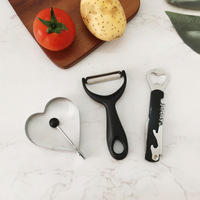 Ensemble de 4 couteaux de cuisine, moule à œufs en forme de cœur, tire-bouchon, ouvre-bouteille, éplucheur de légumes, kit d'accessoires combinés