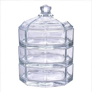 <span class=keywords><strong>Pot</strong></span> à bonbons en verre classique et durable, octogonal à trois couches, multifonctionnel, pour bonbons et sucres, avec couvercle - Product Image 3