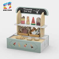 Juego de cajas de comestibles de comida de juego de madera-Juguete de simulación de verduras, frutas, panadería y mariscos para niños W10A248