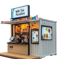 Kiosques conteneurs préfabriqués démontables et personnalisables pour bars à café, lait et fleurs, pour maisons, appartements et habitations, avec options de taille