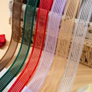 Ruban en organza rayé élégant de 2,5 cm de large pour emballage cadeau, 100 yards/rouleau – Offre Spéciale - Product Image 1