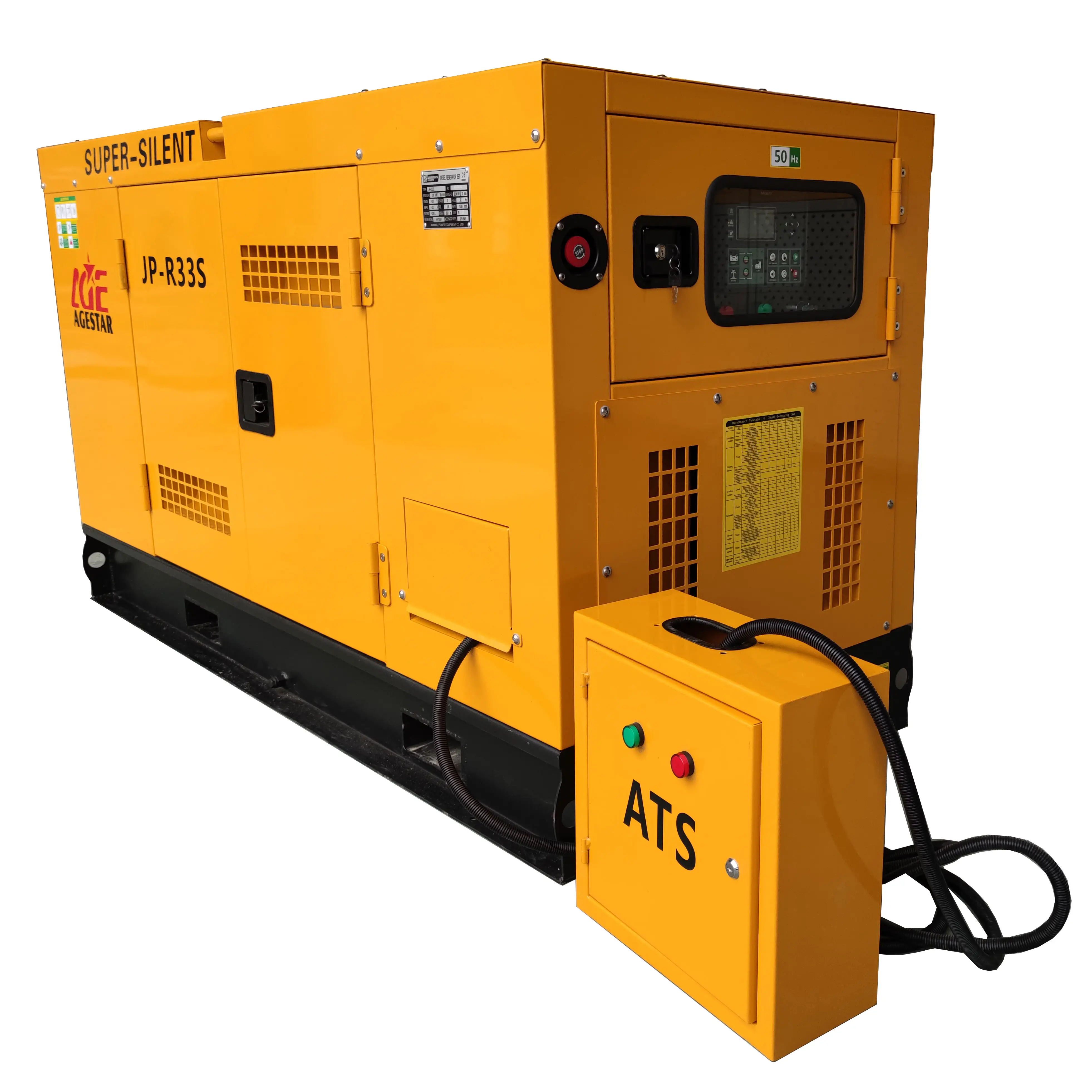 Générateur diesel silencieux de 3 phases de 30KVA 24kw avec le commutateur automatique de transfert d'ATS 8 heures d'utilisation des terres 50Hz 60Hz