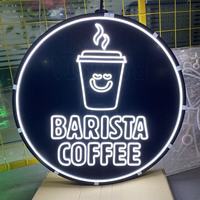 Enseigne LED néon ronde personnalisée double face pour café, COFFEE, pour fenêtre, mur et décoration extérieure, utilisation automobile et pour entreprises, étanche