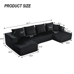 Sofá Seccional Modular en Forma de U, Sofá de Corduroy con Doble Chaise Longue, Asiento Profundo Extra Grande, Sofá Nube para Sala de Estar/Apartamento - Product Image 3
