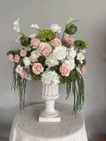 Boule de fleurs SY - 60 cm - Rose et vert - Couleurs chaudes personnalisées - Centre de table de mariage - Vente flash - Décorations de mariage