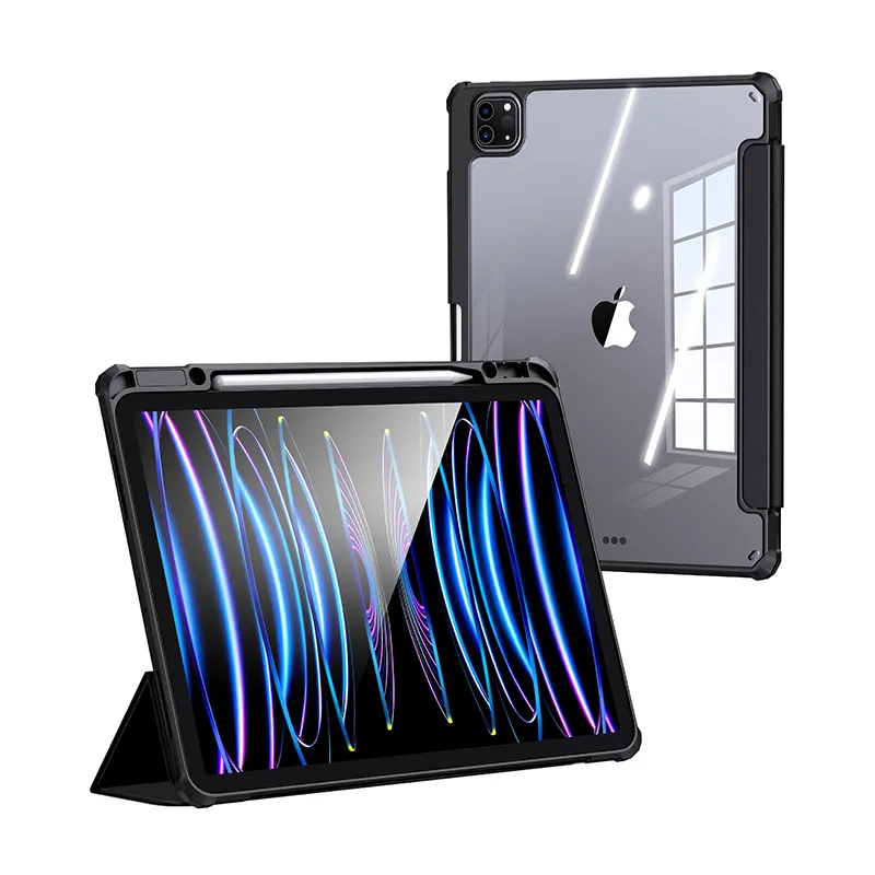 USAMS BH840 Tablet Accessories Book PC+Silicone Smart Cover Case For iPad pro 12.9 inches with pen holder magnetic charging