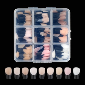 High Quality Simple <strong>Black</strong> <strong>Designs</strong> Short Square Full Cover Artificial Fake <strong>Nails</strong> Kit <strong>French</strong> <strong>Tip</strong> Press on <strong>Nails</strong> - Product Image 2