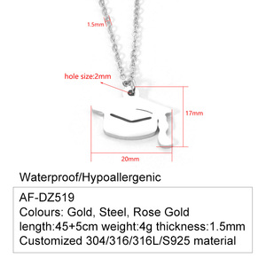 Beliebte Mode Edelstahl Abschluss Doktor Hut Schmuck Gedenk geschenk Vergoldete Abschluss kappe Anhänger Charms Halskette - Product Image 2