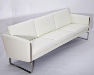 Riproduzione del Divano CH103 di <span class=keywords><strong>Hans</strong></span> Wegner in Pelle Bianca, Stile Moderno di Metà Secolo - Product Image 1