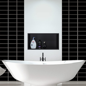 Nicchia Doccia Moderna in Acciaio Inox Senza Bisogno di Piastrelle Mensola da <span class=keywords><strong>Bagno</strong></span> Incassata <span class=keywords><strong>Salvaspazio</strong></span> Nera Garanzia 5 Anni - Product Image 5