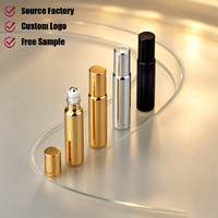 Flacon de parfum roll-on en verre électroplaqué de luxe 10 ml 5 ml, flacon à bille portable pour voyage, flacon roll-on pour huile de parfum