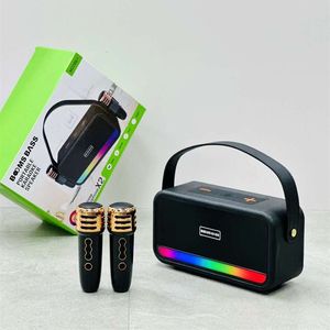 Xách Tay LED Nhấp Nháy Ánh Sáng Máy Karaoke M2206 + Retro Mini Micro Bluetooth Loa Ngoài Trời Cầm Tay Ca Hát Loa - Product Image 3
