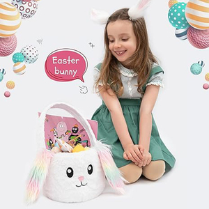 Cesta <span class=keywords><strong>de</strong></span> Pascua <span class=keywords><strong>de</strong></span> Peluche <span class=keywords><strong>de</strong></span> Conejito Arcoíris, Decoración para Fiesta <span class=keywords><strong>de</strong></span> Búsqueda <span class=keywords><strong>de</strong></span> Huevos <span class=keywords><strong>de</strong></span> Pascua, Cesta para la Caza <span class=keywords><strong>de</strong></span> Huevos con Linda Cara <span class=keywords><strong>de</strong></span> Conejo y Orejas Largas - Product Image 4