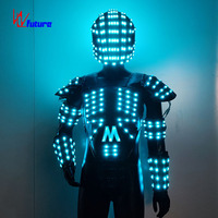 Костюм робота в стиле киберпанк со светодиодами RGB для сценических выступлений, концертов, фестивалей, ночных клубов, вечеринок и шоу