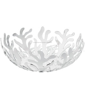 Luxury Stainless Steel Metal Customized Design Fruit Bowl in Steel Colored with Epoxy Resin White Fruits Serving Bowl - Product Image 1