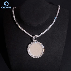 Luxury Jewelry Moissanite Pendant Round Brilliant Cut 925 <b>Silver</b> Rhodium Plated Letter C Photo Pendant GRA Fashion Jewelry - Product Image 3