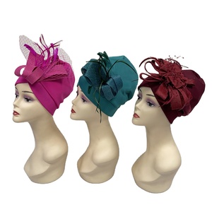 Mh-1136 Top Qualité Africain <span class=keywords><strong>Femme</strong></span> Musulman Hijab Bonnet Femmes Turbante Mujer Aso Oke Avec Perles Chapeaux De Fleurs Africaines - Product Image 1