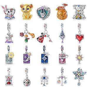 Pendentif en forme de cœur en alliage plaqué argent avec perles de Tarot Soleil pour femmes et enfants, perles Panjia, zircon, ornements de bricolage, <span class=keywords><strong>breloque</strong></span> - Product Image 2