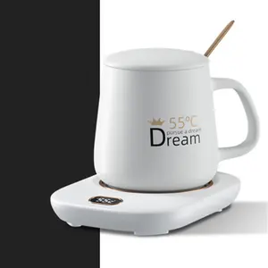 Conjunto de aquecedor de cerâmica com usb, logotipo personalizado, xícara de café do chá, carregador inteligente sem fio