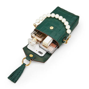 Diseñador de calidad superior cocodrilo Piel de piel de cocodrilo funda para teléfono móvil monedero bandolera con borla - Product Image 6