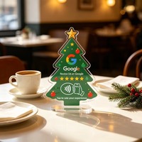 حامل أكريليك مخصص لعيد الميلاد مع بطاقة NFC لمراجعات جوجل، تردد 13.56 ميجاهرتز، NTAG213/215/216، اضغط للوصول إلى مراجعات العملاء، حامل NFC للعرض على الطاولة