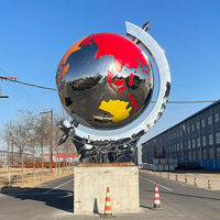 Statue de la Terre en Métal de Grande Taille, Design Géographique Urbain, Couleur Personnalisée, Sculpture Décorative Globe Terrestre en Acier Inoxydable Faite à la Main