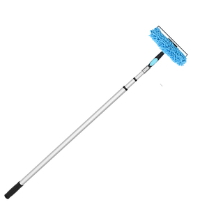 Cửa Sổ Làm Sạch Kit 2-Trong-1 Chenille Vải Cao Su <span class=keywords><strong>Scraper</strong></span> Squeegee Với Dài Xử Lý Twist Khóa Kính Thiên Văn Nhôm Rod - Product Image 3