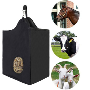 Sac à foin pour chevaux, vaches, moutons, alimentation lente, en tissu Oxford noir, pochette d'alimentation pour écurie - Product Image 1