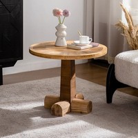 Table à thé en bois de style Wabi Sabi, table ronde créative, table basse en bois massif pour salon, tables d'appoint