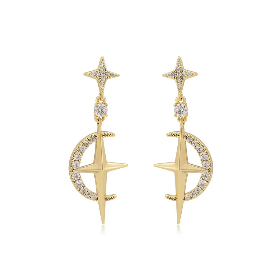 Jewelry XUPING Perhiasan Grosir Aksesoris Wanita 14K Warna Emas Bintang Bulan Bentuk Ukuran Besar Valentines Stud Earrings