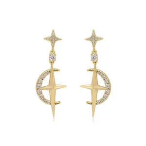 A00711544 XUPING Jewelry wholesale jewelry accessories woman 14K gold color Star moon shape large size valentines stud earrings