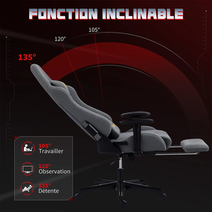 Fauteuil <span class=keywords><strong>Gamer</strong></span> Anji Personnalisé Haut de Gamme en Gros, Chaise de Gaming 2D OEM Entièrement Réglable, Confort Élégant, Nouveau Tissu Gris - Product Image 5