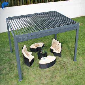 Kit de stores pergola manuels motorisés de luxe <span class=keywords><strong>4x3</strong></span> 6x4 système de toit à pergola bioclimatique en aluminium bois traité sous pression naturel Chine - Product Image 4