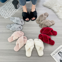 Pantoufles d'intérieur chaudes antidérapantes en TPR et EVA pour femmes, à bout ouvert croisé, vente en gros, personnalisables avec logo OEM