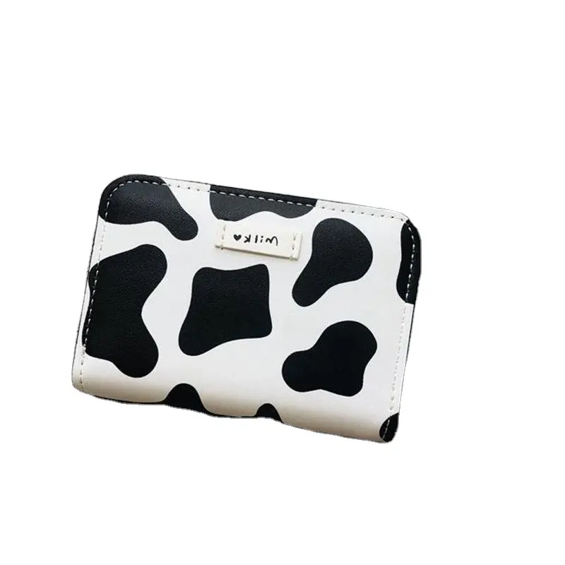 Best Selling Women Tri Fold Wallet Trendy Style Cartoon Cow Short Coin Purse Autumn New Casual Ladies Student Pouch