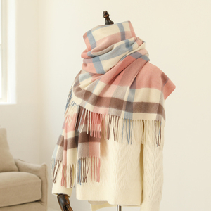 Mới Chất Lượng Cao Len Khăn Giáng Sinh Màu Đỏ Kẻ Sọc Mô Hình Tua Pashmina Ấm Dài Len Khăn Choàng Khăn Choàng Cho Phụ Nữ - Product Image 2