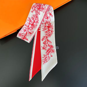 ผ้าพันคอผูกผมซาตินของผู้หญิง,ผ้าซาตินหรูหรากระเป๋ามีมือจับพิมพ์ลายดอกไม้ไพ่ทาโรต์ - Product Image 4