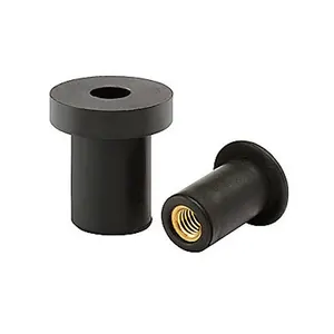 Custom M3 M4 M5 M6 M8 M10 Black Color Rubber Washer Rivet Well Nuts With Brass Threaded Insert